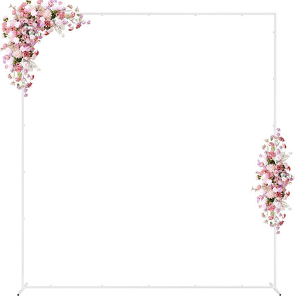Wokceer Arche de mariage support de toile de fond, carré, 20 x 180 cm, support de toile de fond blanc, cadre d'arche en métal pour mariage, anniversaire, fête, jardin, tonnelle, événement, décoration