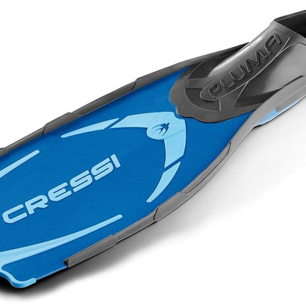 Cressi Adult Pluma Fins - Fluid Flutter Swimming Fins - Polypropylene Flippers - Snorkelling & Freediving Use - Blue - 7/8 UK