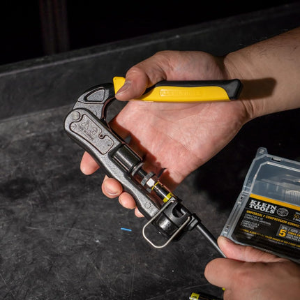Compression Crimper, Wire Crimper and Coaxial Crimper for Indoor and Outdoor Cabling Klein Tools VDV211-063, Yellow