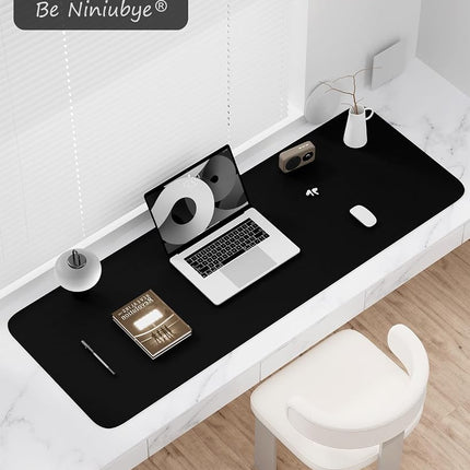 Niniubye Desk Pad, 48" x 17" PU Leather Non-Slip Large Desk Mat Mouse Pad for Desk, Waterproof Computer Writing Mat