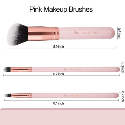 Juego de 16 brochas de maquillaje Real Perfection con 1 perfilador de cejas, sintéticas de primera calidad para base, difuminar, polvos faciales, sombra de ojos, corrector y kit de herramientas de maquillaje