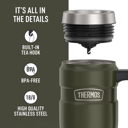 Thermos Stainless King Vacuum-Insulated Travel Mug, 16 Ounce, Army Green