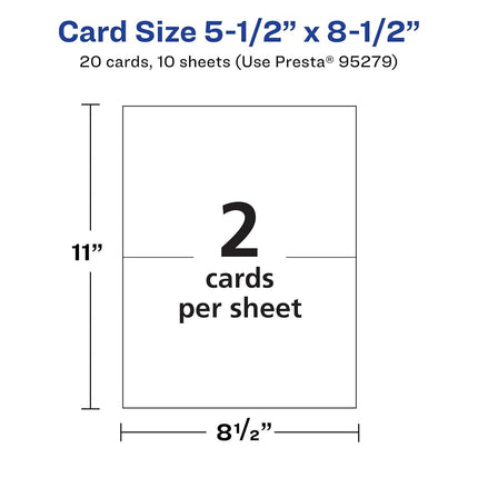 Avery Printable Rectangle Invitation Cards, 5.5" x 8.5", Glossy White Cardstock, Laser/Inkjet Cards, 20 Total