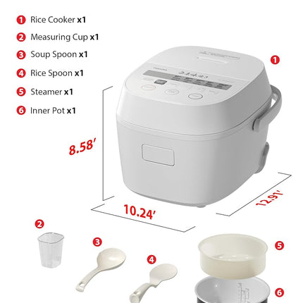 TOSHIBA 6 Cup Uncooked Rice Cooker, LCD Display with 15 Cooking Functions, 3D Heating Technology, 24-Hour Delay Timer and Auto Keep Warm, Inner Pot