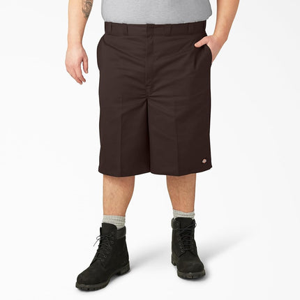 Dickies Mens Loose Fit Flat Front Work Shorts, Dark Brown, 34 Regular