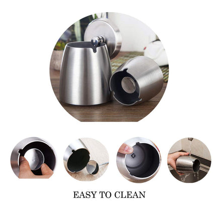 OILP Ashtray with Lid for Cigarettes Outdoor,Windproof/Rainproof Stainless Steel Ashtray for Outside Home Table (Large)