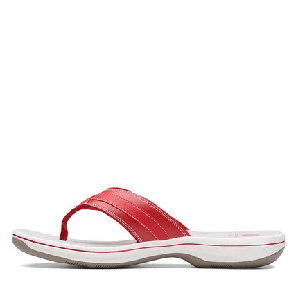 Clarks Women's Breeze Sea Flip Flop, New Red Synthetic, 7.5 UK M