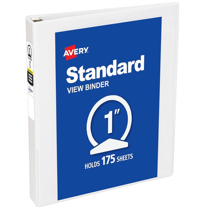 Avery Economy View 3 Ring Binder, 1" Round Rings, 1 White Binder (05760)
