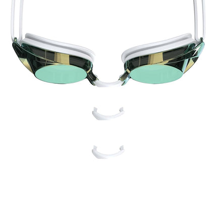 Speedo Vanquisher 2.0 Mirrored Swimming Goggles - Anti-Fog, UV Protection, Wide Panoramic Lens, Cushioned Silicone Seals, Four Nosepiece Options, Yellow, White