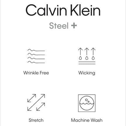 Calvin Klein Men's Dress Shirt Slim Fit Non Iron Stretch Solid, Jet Black, 17.5" Neck 32"-33" Sleeve