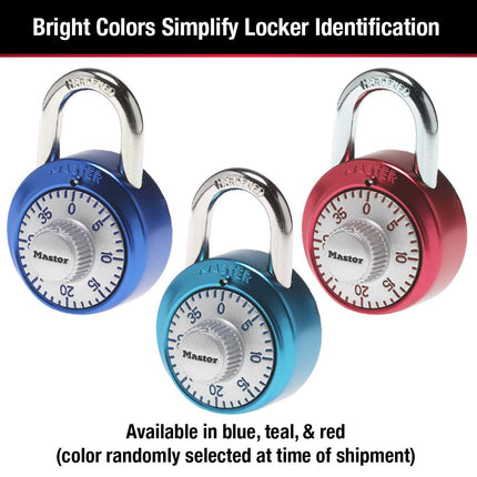 Master Lock 1561DAST Locker Lock Combination Padlock, Assorted Colors, 1 Pack