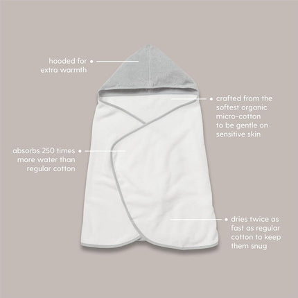 MORI Hooded Bear Towel in Organic Cotton, Taupe One Size