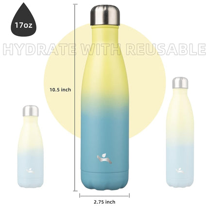 Konokyo Insulated Water Bottles,17oz Double Wall Stainless Steel Vacumm Metal Flask for Sports Travel,Sandy Beach
