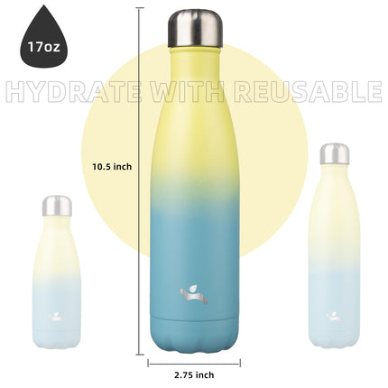 Konokyo Insulated Water Bottles,17oz Double Wall Stainless Steel Vacumm Metal Flask for Sports Travel,Sandy Beach