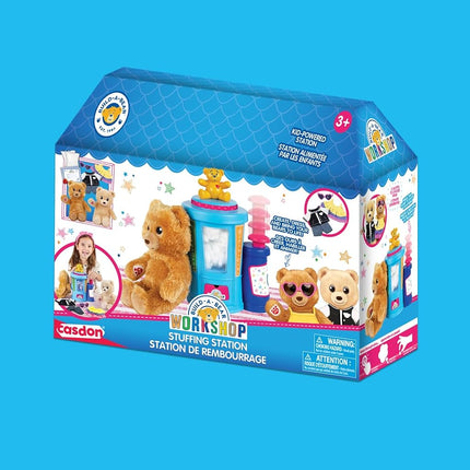 Casdon Build-A-Bear Workshop Stuffing Station - At-Home Build-A-Bear Stuffing Station with 2 x 9 Inch (22.9cm) Mini Bears - Pretend Play Toy for Children Aged 3+