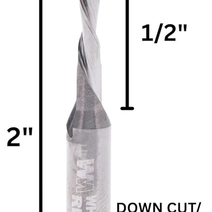 Whiteside RD1600 Spiral Downcut Straight Router Bit: 1/8 Inch Cutting Diameter, 1/4 Inch Shank, 1/2 Inch Cutting Length