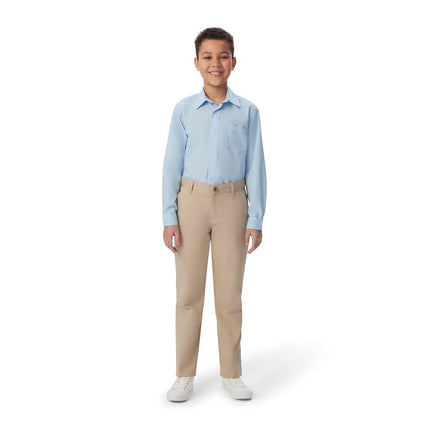 French Toast Boys' Adjustable Waist Stretch Straight Fit Chino Pant, School Uniform Khaki, 12H