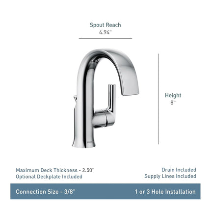 Moen S6910BN Doux One-Handle High Arc Laminar Stream Bathroom Faucet, Brushed Nickel