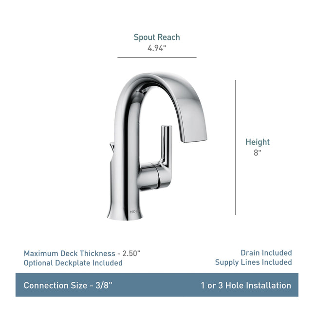 Moen S6910BN Doux One-Handle High Arc Laminar Stream Bathroom Faucet, Brushed Nickel