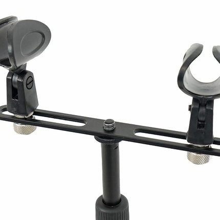 Rockville ACC-DM Dual Microphone Stand Adapter Bar, XY, Durable Steel, 5/8 & 3/8 Adapters, Adjustable Positioning, Perfect for Stereo Recording
