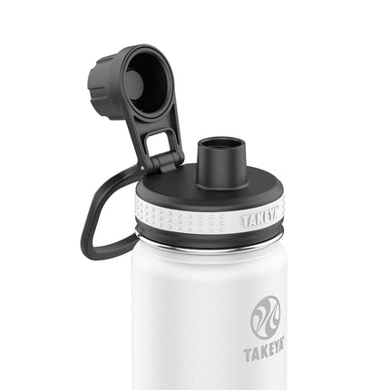Botella de agua Takeya Originals de acero inoxidable con aislamiento al vacío, 0.7 litros / 24 onzas, blanca
