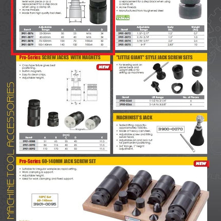 HHIP-3901-0076 Adjustable Screw Jacks (Various Adjustable Ranges 23-30mm to 100 to 140mm)