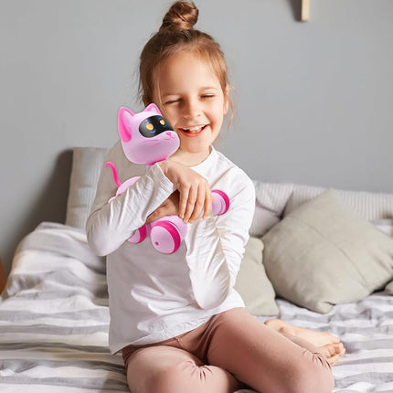 Ysityum Remote Control Robot Cat Toy - RC Robotic Cat for Kids, Interactive Programmable Smart Robot Pet with Light, Sound, Touch Sensing, LED Eyes, Dance & Music, Robot Toy for Kids Boys & Girls