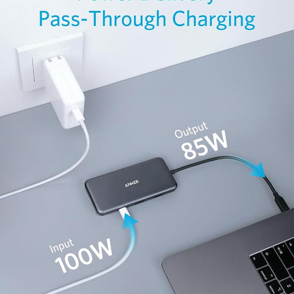 Anker USB C Hub, 7-in-1 USB C Adapter, with 4K USB C to HDMI, 100W Power Delivery, USB C Data Port, microSD/SD Card Reader, 2 USB 3.0 Ports, for MacBook Pro 2017/2018, Chromebook, XPS, and More