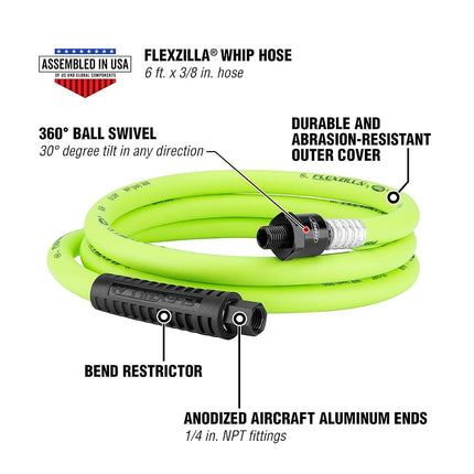 Flexzilla HFZ3806YW2B Hoses and Valves, Ball Swivel End, 3/8" (inch) x 6' (feet)