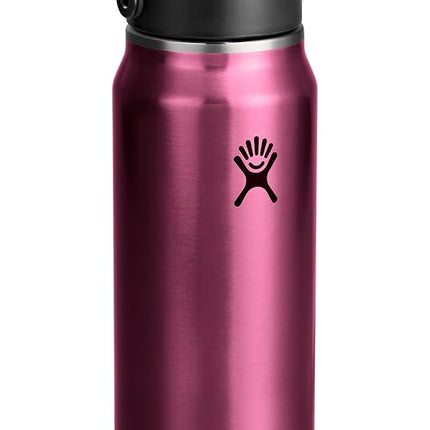 Hydro Flask 32 Oz Lightweight Wide Straw Lid - Insulated Stainless Steel Water Bottle - Hiking, Commuting Garnet Red