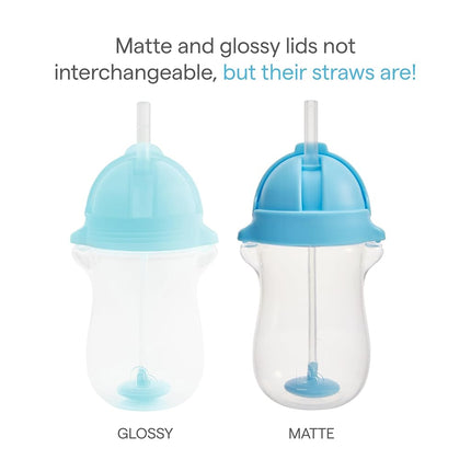 Munchkin Click Lock Any Angle Weighted Straw Cup, 10 Ounce, 2 Count, Blue/Green