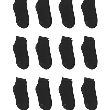 Calcetines tobilleros Hanes para niños Ez Sort con costura cómoda en la puntera, disponibles en paquetes de 12 y 24, negro - Paquete de 12, pequeño
