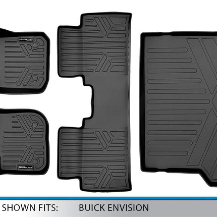 SMARTLINER Alfombrillas de Piso Ajuste Personalizado 2 Filas y Juego de Forro de Carga Negro para Buick Envision 2016-2019