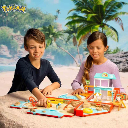 Pokémon Carry Case Beach Battle Playset - Portable Transforming Backpack Playset with Action Features and 2-inch Pikachu Battle Figure