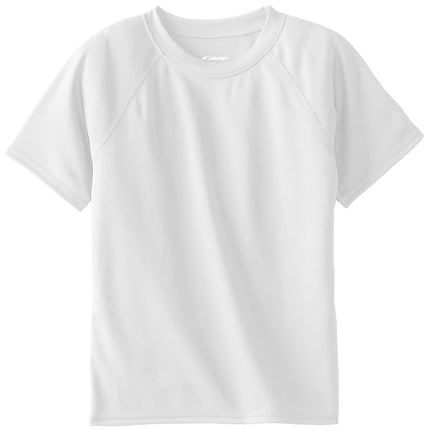 Kanu Surf Camiseta de natación de manga corta con protección solar UPF 50+ para niño, color blanco liso, 5T