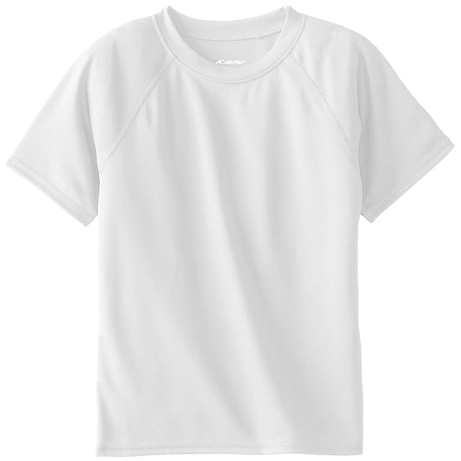 Kanu Surf Boys' Short Sleeve UPF 50+ Rashguard Swim Shirt, Solid White, 5T
