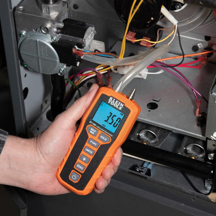 Digital Manometer, Air and Gas Pressure Tester, Differential Dual Port Pressure Gauge, Large LCD Display with Backlight Klein Tools ET180