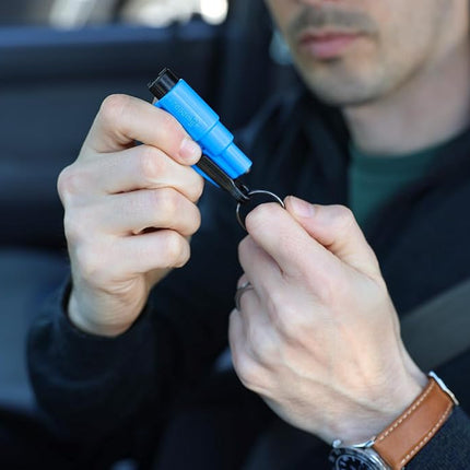 resqme Pack of 2,The Original Emergency Keychain Car Escape Tool, 2-in-1 Seatbelt Cutter and Window Breaker, Made in USA, Teal - Compact Safety Hammer