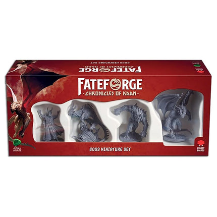 Mighty Boards: Fateforge Chronicles of Kaan: Boss Miniatures Set - 4 Unpainted Figures, Board Game Upgrade, Expansion Accessories, Co-Op Adventure (2-6 Players, Ages 12+)