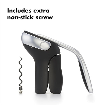 OXO SteeL Vertical Lever Corkscrew with Removable Foil Cutter, Silver, 18.7 x 18.7 x 6.1 cm 11147600UK