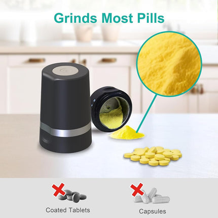 Fullicon Cordless Electric Pill Crusher, One-Touch Fine Powder, Star Grey