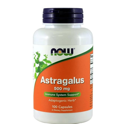 NOW Astragalus 500mg, 100 Capsules (Pack of 4)