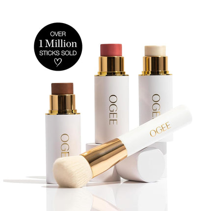 Trio Collection Ogee Face Crystal - Collection de Maquillage Contour - Palette Certifiée Bio - Inclut des Sticks de Bronzeur, Fard à Joues et Illuminateur