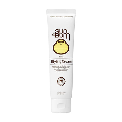 Sun Bum Curls & Waves Styling Cream - Hydrating Curl Defining Cream for Wavy or Tight Curly Hair - Light Touchable Hold - 5 Fluid Ounce