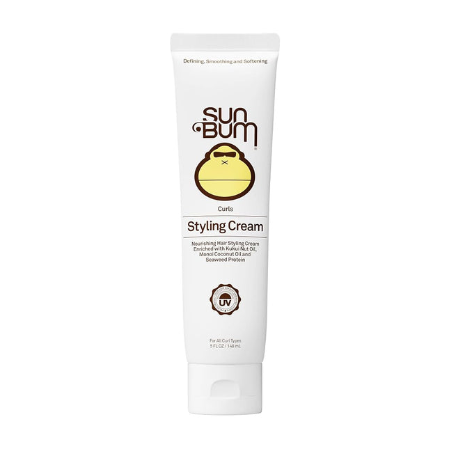 Sun Bum Curls & Waves Styling Cream - Hydrating Curl Defining Cream for Wavy or Tight Curly Hair - Light Touchable Hold - 5 Fluid Ounce