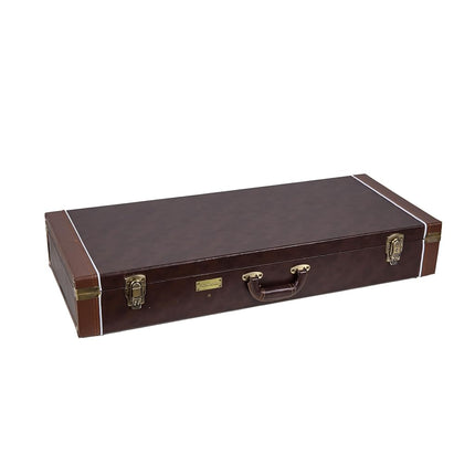 Crossrock Wooden Rectangular Case for F-style mandolas by Gibson and Eastman, with Interior Compartment-Stainless Steel Latches, Sponge Lining, Metal Feet-Vintage Brown (CRW620MLBR-R)