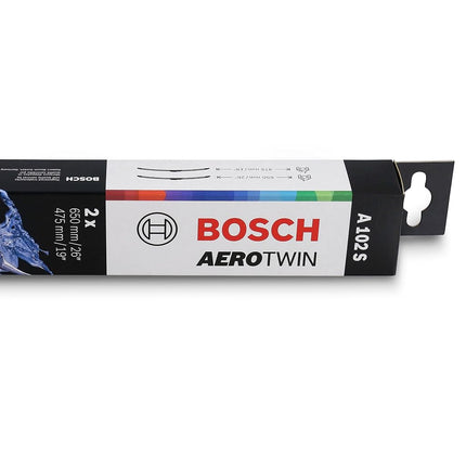 Bosch Wiper Blade Aerotwin A102S, Length: 650mm/475mm – Set of Front Wiper Blades - Only for Left-Hand Drive (EU)