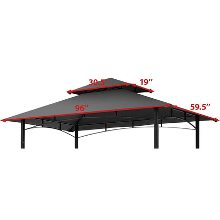 CoastShade 8 x 5 Grill BBQ Gazebo Double Tiered Replacement Canopy Roof Outdoor Barbecue Gazebo Tent Roof Top,Gray