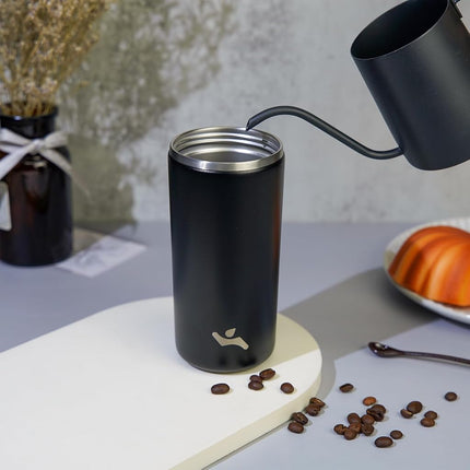 Konokyo Tumbler with Lid, 12 oz Travel Coffee Mug Double Wall Vacuum Stainless Steel Thermal Metal Cup Insulated Water Bottle,Black
