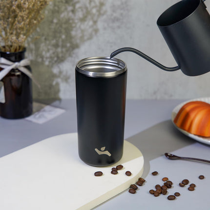 Konokyo Tumbler with Lid, 12 oz Travel Coffee Mug Double Wall Vacuum Stainless Steel Thermal Metal Cup Insulated Water Bottle,Black